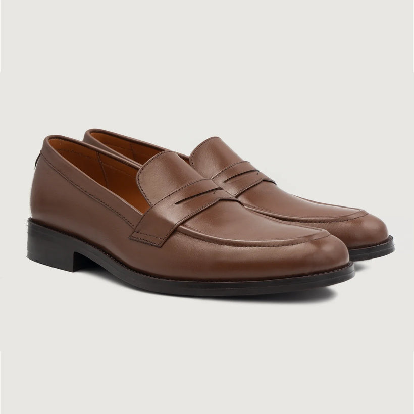 Baxton Brun Leather Loafers til Mænd
