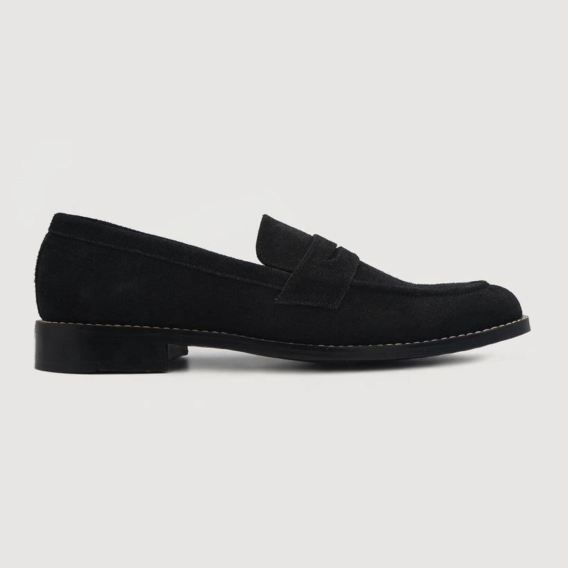 Baxton Sort Suede Leather Loafers til Mænd