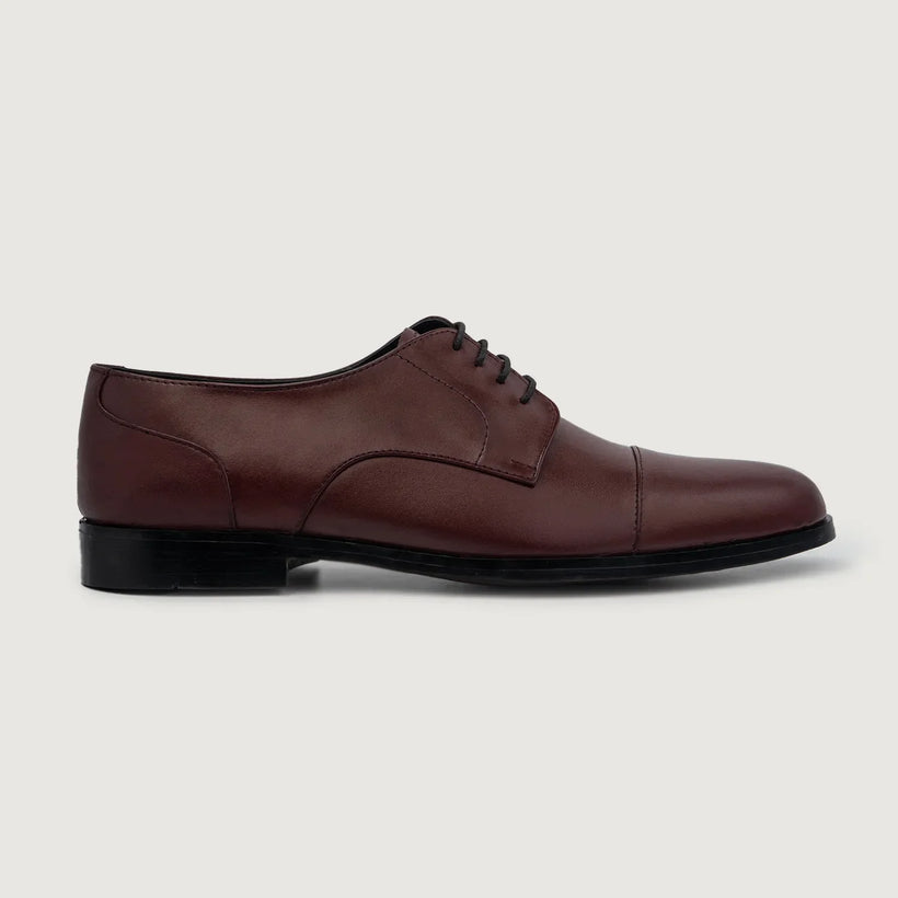 Attorney Derby Maroon Leather Shoes til Mænd