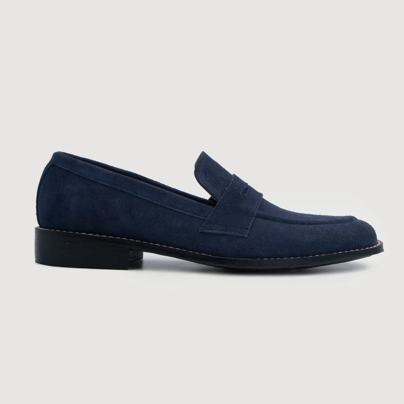 Baxton Blue Suede Leather Loafers til Mænd