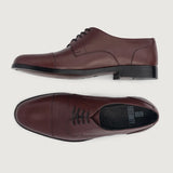 Attorney Derby Maroon Leather Shoes For Men - Reinforced Heel Counter & Precision Double-Row Stitching Detail