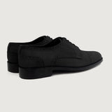 High-Traction Rubber Outsole & Lug Tread Pattern on Dirk Brogues Derby Black Nubuck Leather Shoes For Men