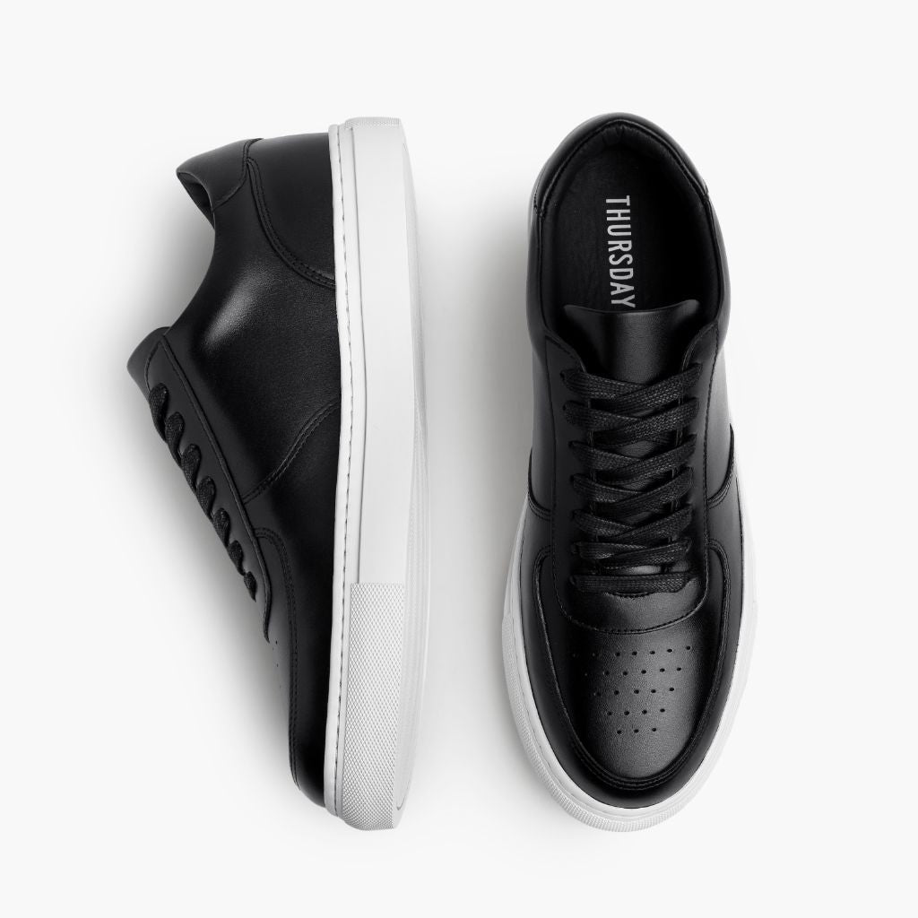 Court Sort Lædersneakers til Mænd - Forstærket hælkappe og præcise dobbeltsyninger