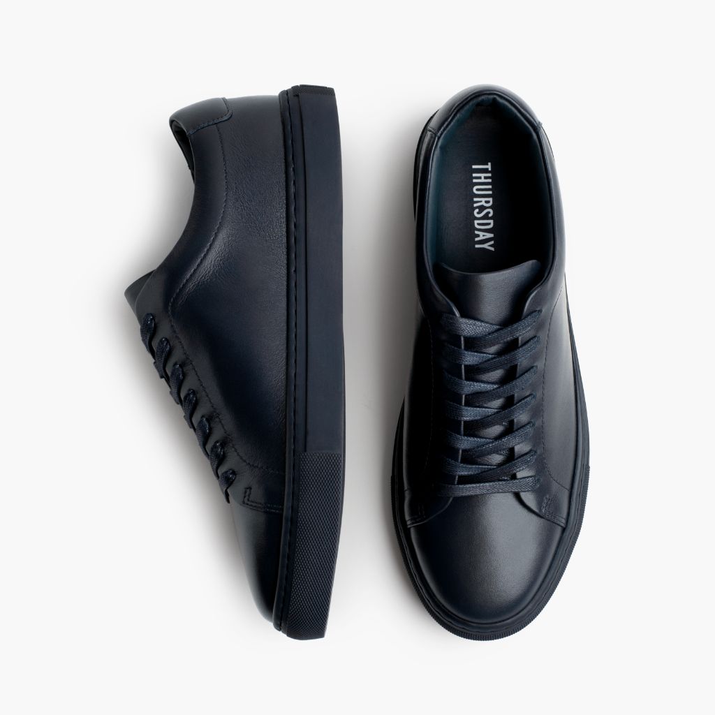 Encore Navy Lædersneakers til Mænd - Forstærket hælkappe og præcise dobbeltsyninger