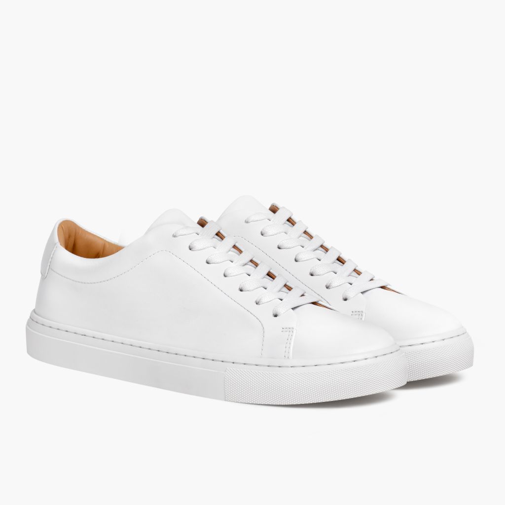 Encore White Leather Sneakers in White Full-Grain Leather - Sidevisning | Køb online