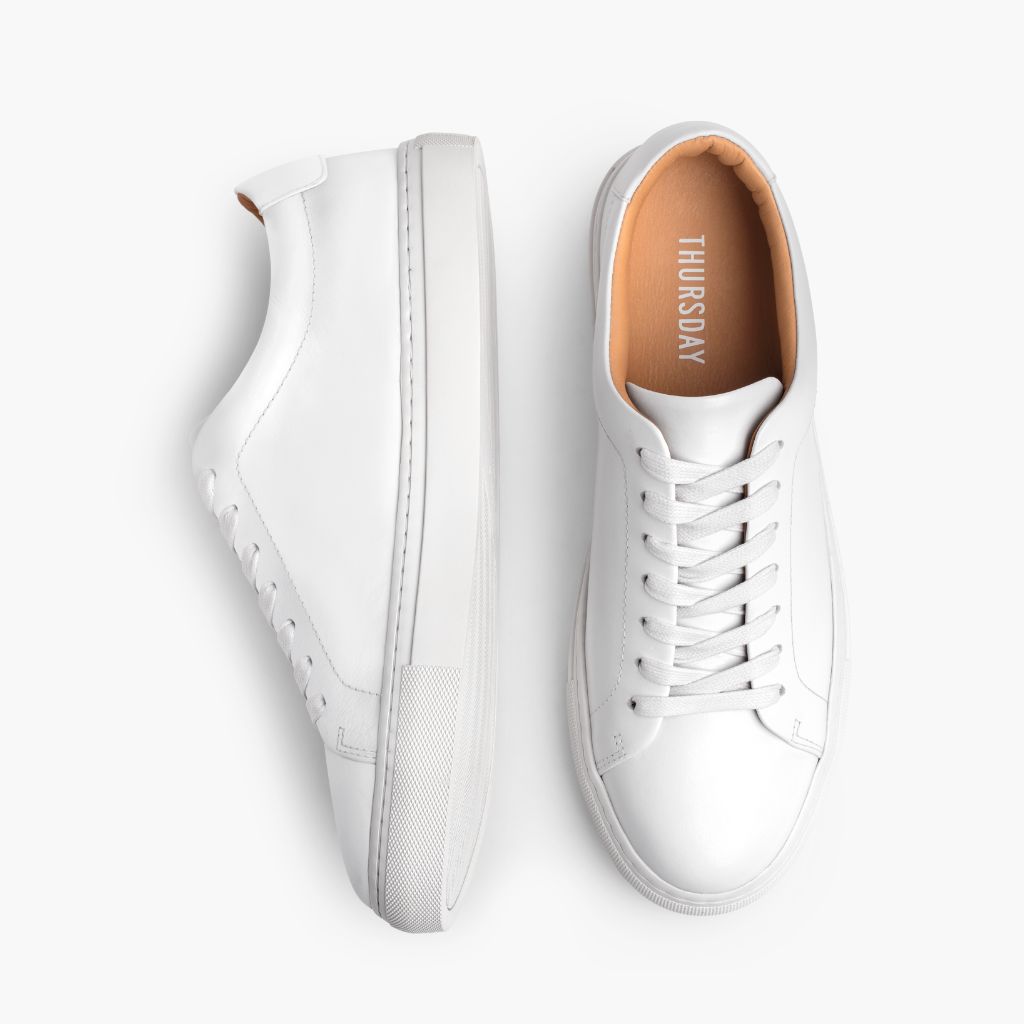 Encore White Leather Sneakers - Forstærket hælkappe og præcise dobbeltsyninger