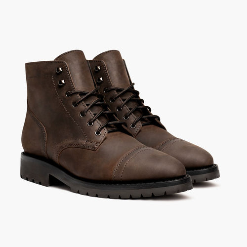 Captain StormKing® Tobacco Leather Boots in Classic Full-Grain Leather - Lateral Side Profile View | Buy Online