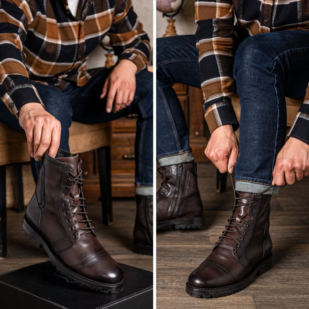 Tailored Rib Cuffs & Hem Craftsmanship Construction Detail on Casa Moto Old English Læderstøvler til Mænd