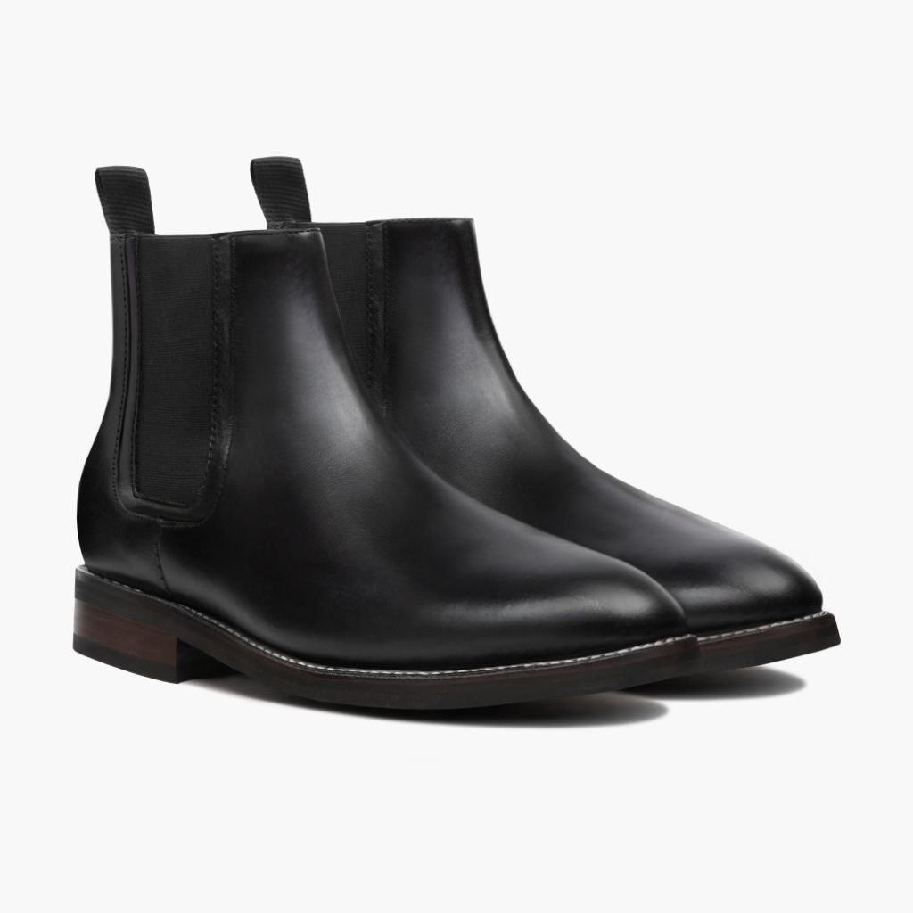 Duke Black Leather Boots in Black Full-Grain Leather - Lateral Side Profile View | Buy Online