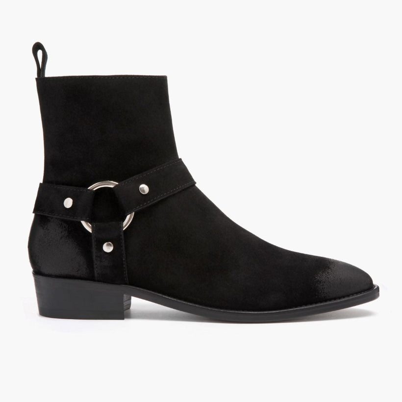 Harness Sort Suede Læderstøvler til Mænd