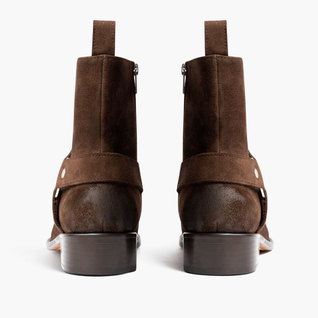 High-Traction Rubber Outsole & Lug Tread Pattern on Harness Dark Brun Suede Læderstøvler til Mænd