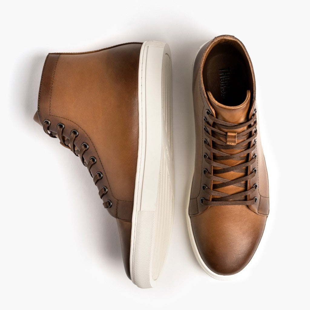 Premier High Top Toffee Lædersneakers til Mænd For Men - Forstærket hælkappe og præcise dobbeltsyninger