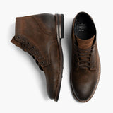 President Mocha Leather Boots For Men - Reinforced Heel Counter & Precision Double-Row Stitching Detail