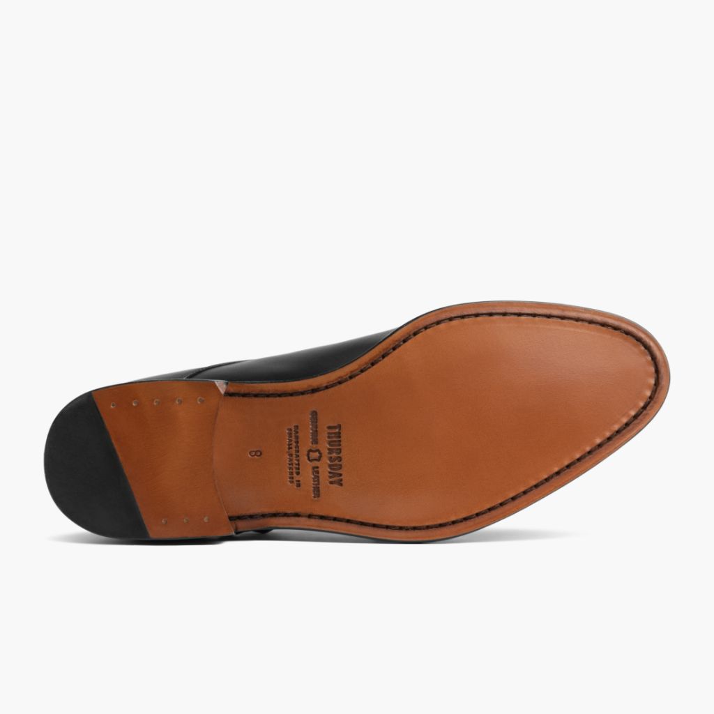 High-Traction Rubber Outsole & Lug Tread Pattern on Saint Sort Læderloafers til Mænd For Men
