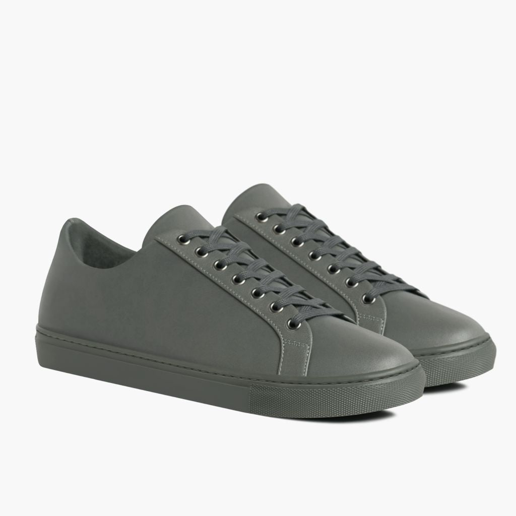 Premier Low Top Grey Lædersneakers til Mænd For Men in Grey Full-Grain Leather - Sidevisning | Køb online