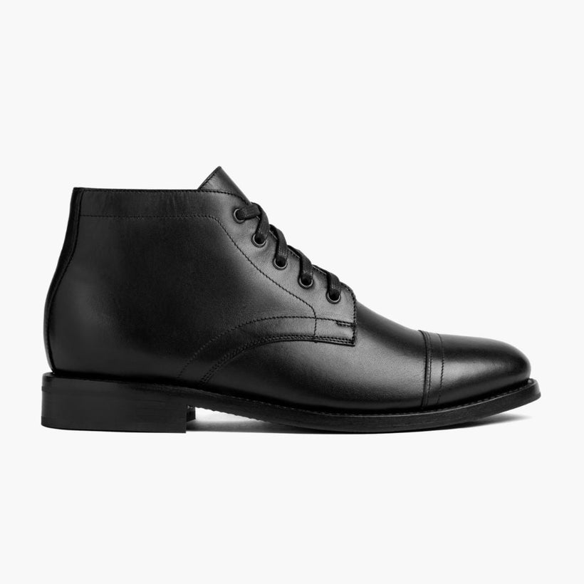 Cadet Sort Leather Boots til Mænd