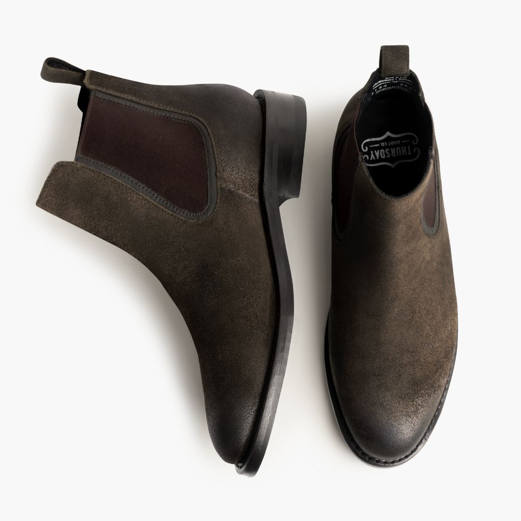 Duke Dark Olive Suede Læderstøvler til Mænd - Forstærket hælkappe og præcise dobbeltsyninger