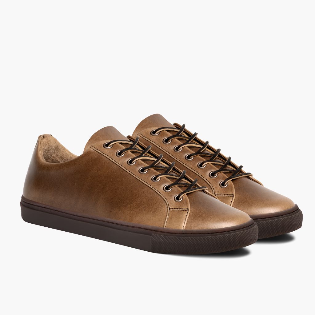 Premier Low Top Natural Lædersneakers til Mænd For Men in Classic Full-Grain Leather - Sidevisning | Køb online