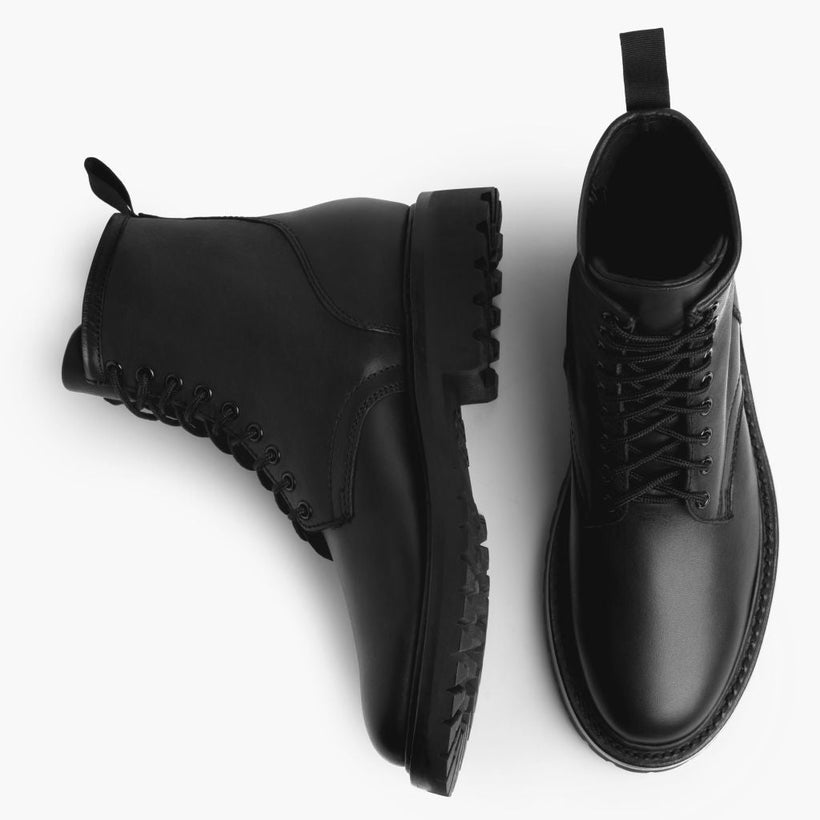 Stomper Sort (No Zipper) Leather Boots til Mænd