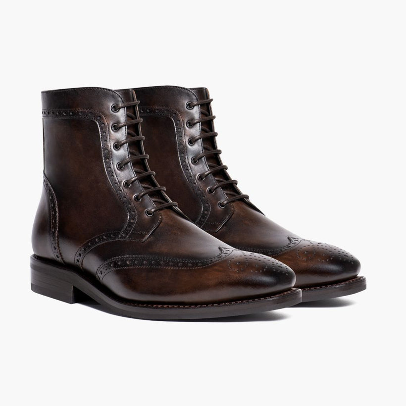 Wingtip Dark Oak Leather Boots til Mænd