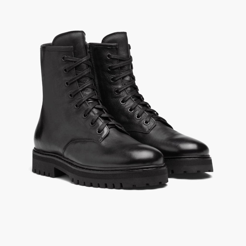 Combat Sort Leather Boots til Kvinder