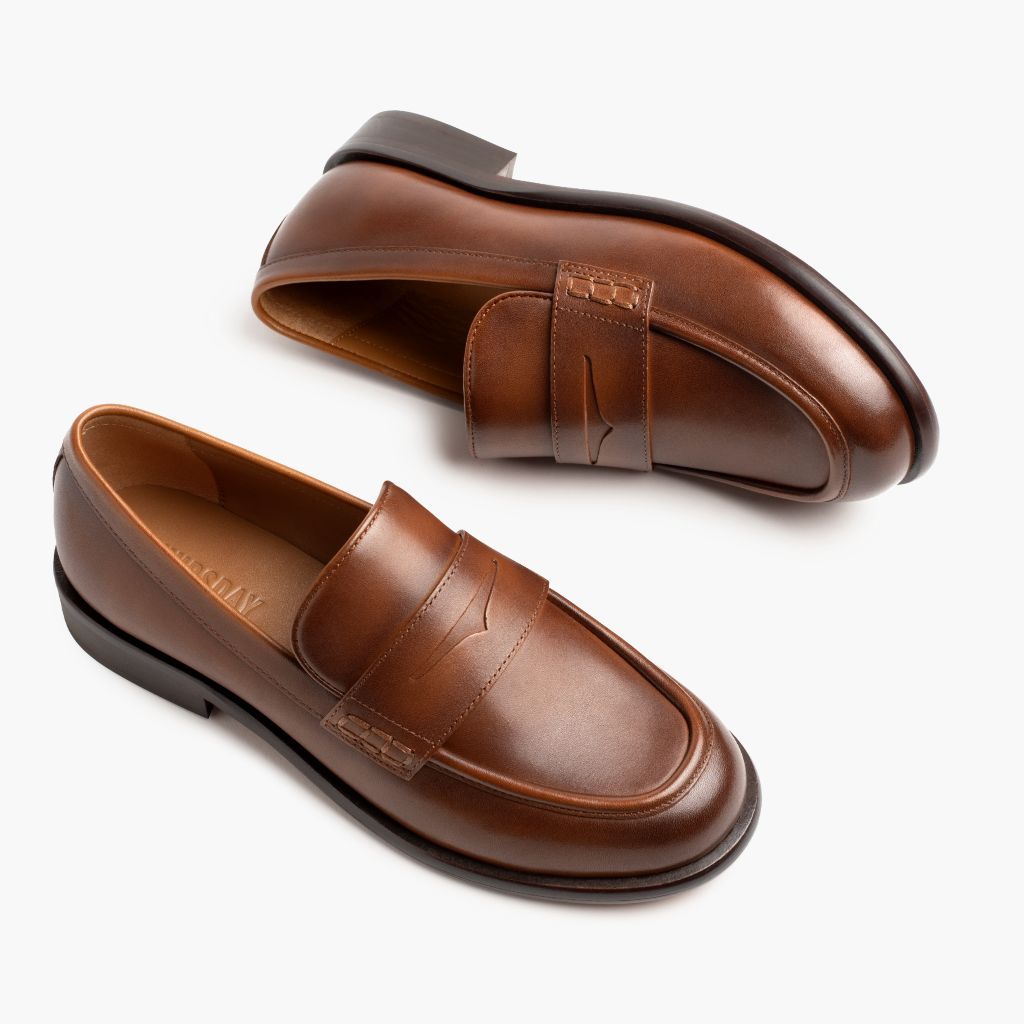 High-Traction Rubber Outsole & Lug Tread Pattern on Dress Penny Pecan Læderstøvler til Damer