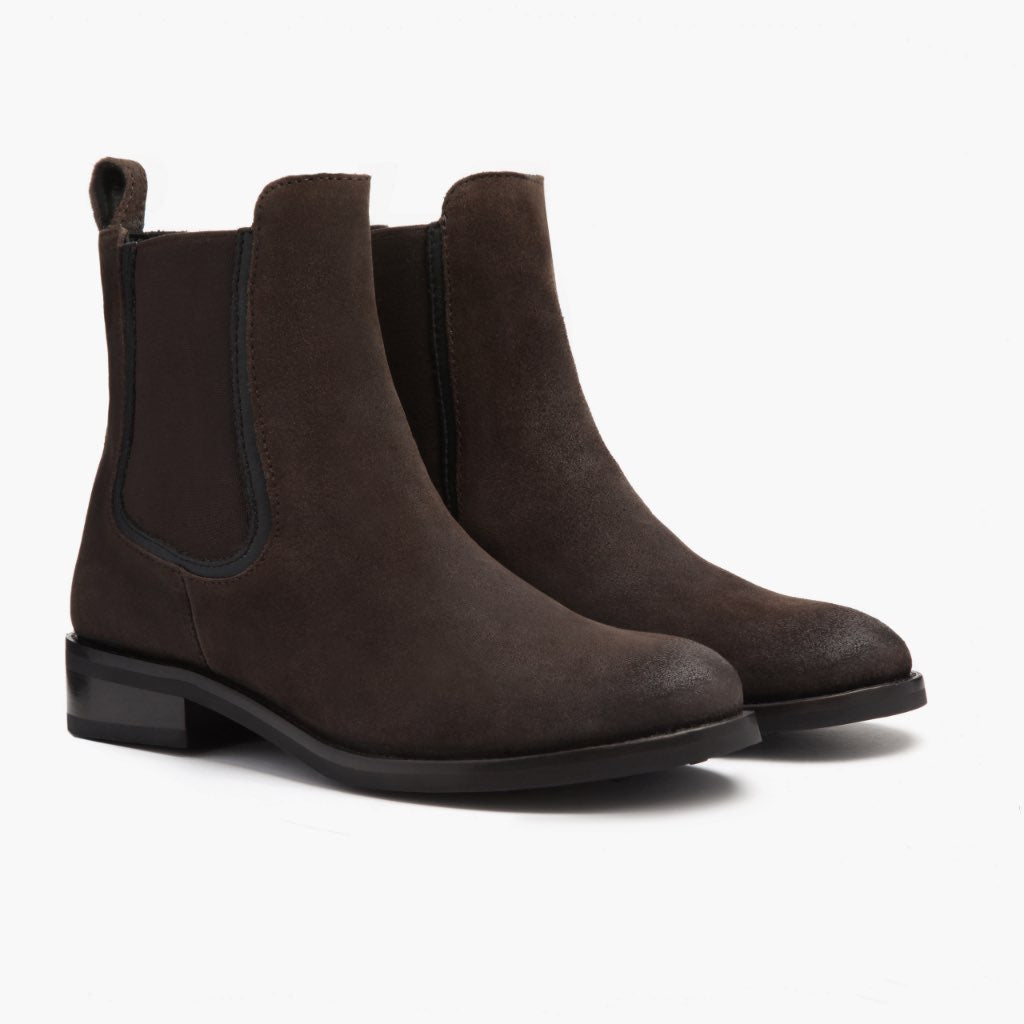 Dark Brown Goatskin Suede Leather Boots - Goodyear welt-konstruktion og tåboks