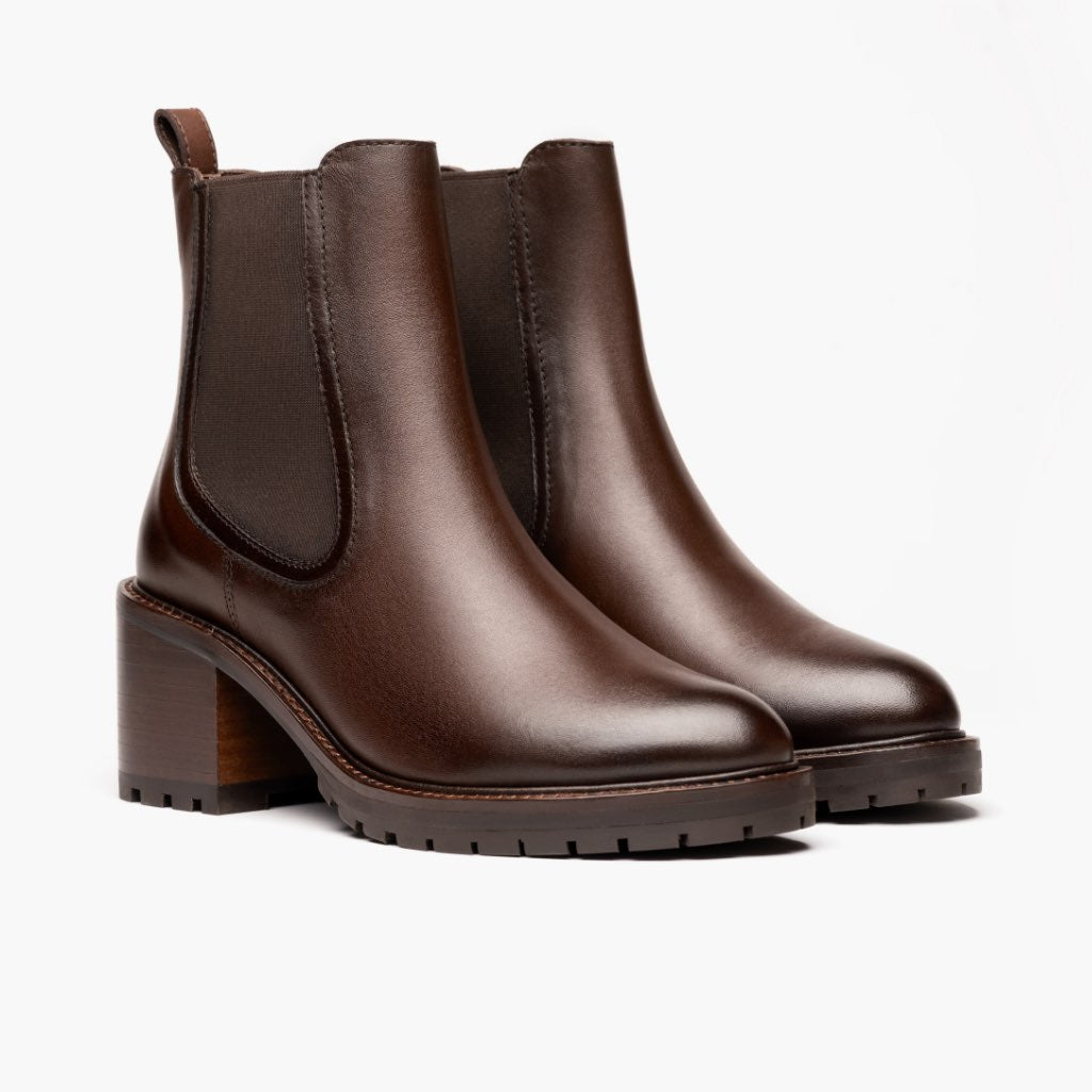 Knockout Chocolate Læderstøvler til Damer - Goodyear welt-konstruktion og tåboks