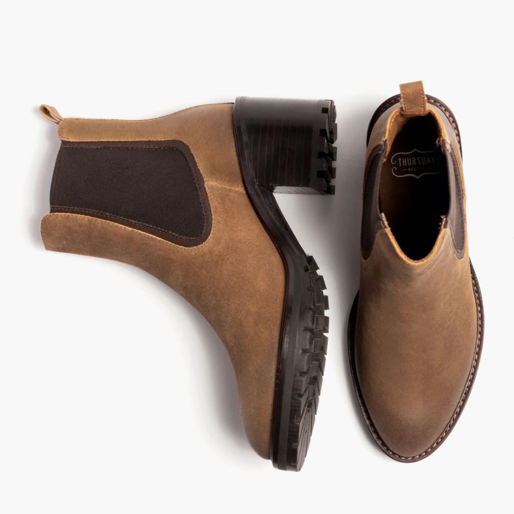 High-Traction Rubber Outsole & Lug Tread Pattern on Knockout Safari Læderstøvler til Damer