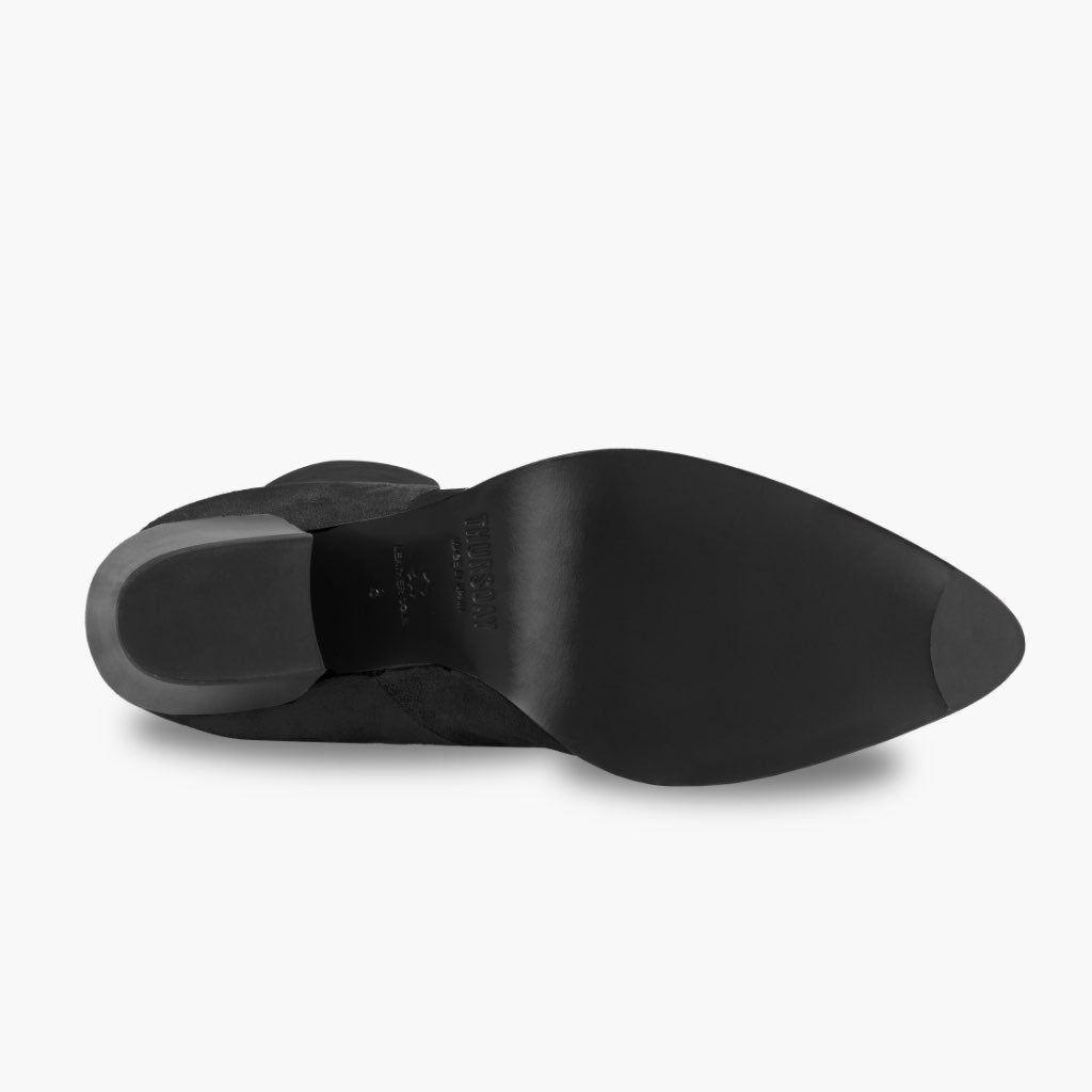 High-Traction Rubber Outsole & Lug Tread Pattern on Tempest Sort Læderstøvler til Damer