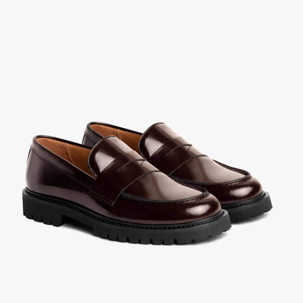 Penny Bordeaux Læderstøvler til Damer in Burgundy Full-Grain Leather - Sidevisning | Køb online