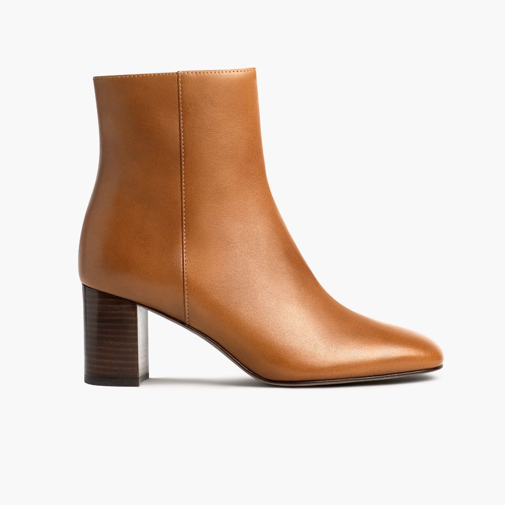 High Standard Toffee Læderstøvler til Damer in Tan Full-Grain Leather - Sidevisning | Køb online