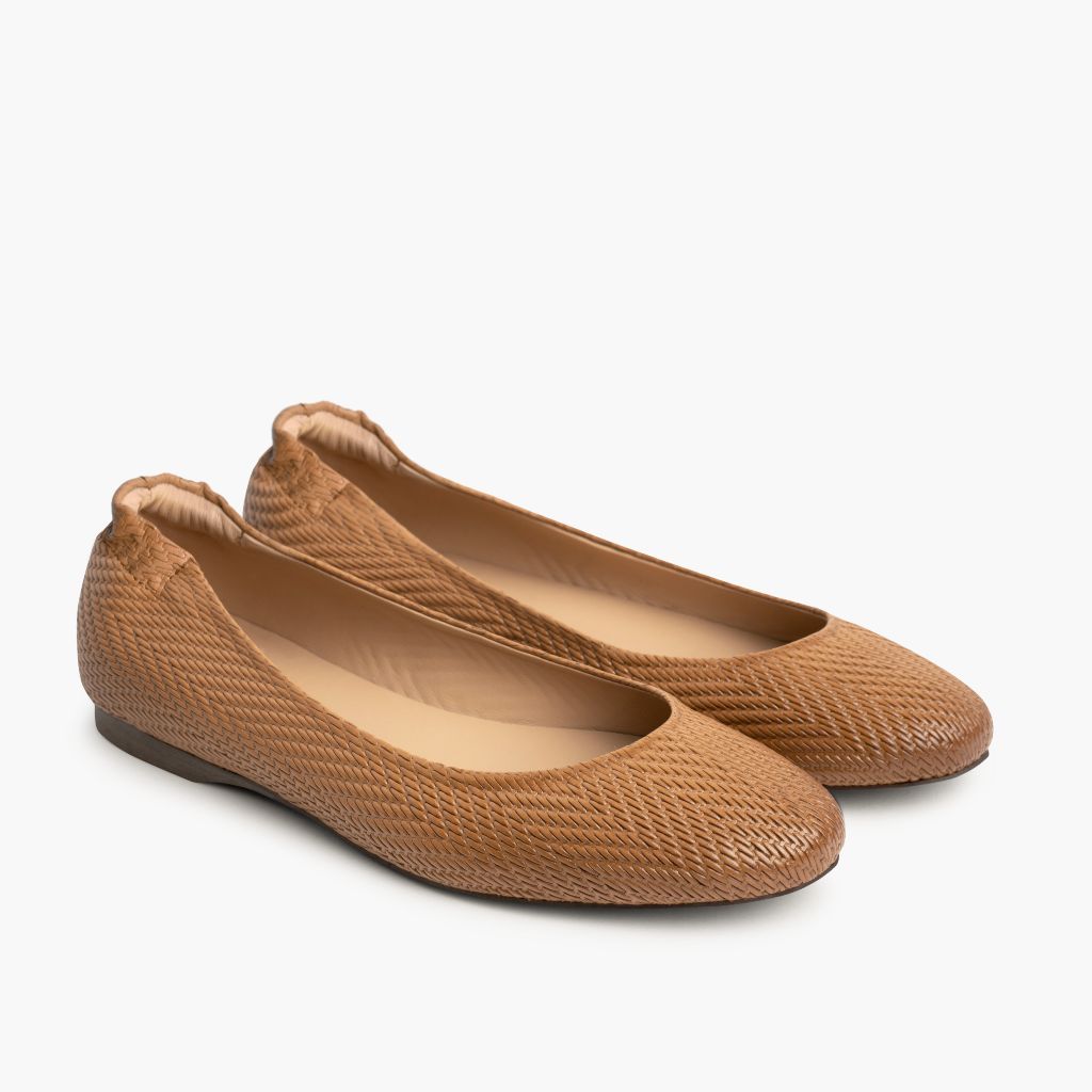 Scrunch Lysebrun Embossed Læderstøvler til Damer in Tan Full-Grain Leather - Sidevisning | Køb online