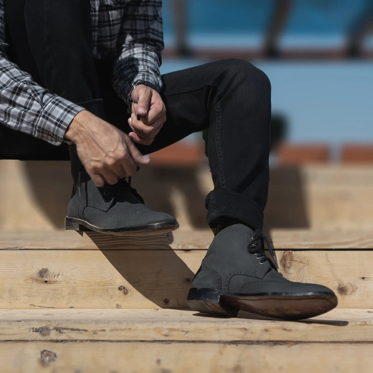 Orlaven Duster Brogues Derby Sort Nubuck Læderstøvler til Mænd footwear image 10