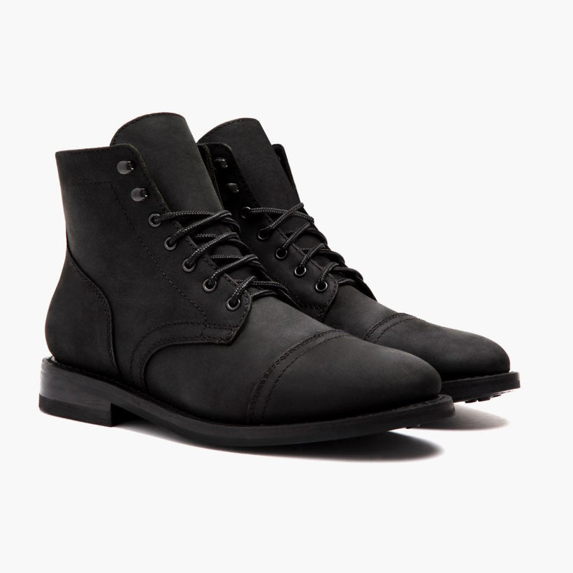 Captain Sort Matte Leather Boots til Mænd