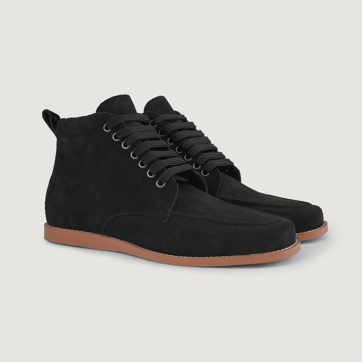 Bearman Læderstøvler til Mænd in Black Goatskin Suede - Sidevisning | Køb online