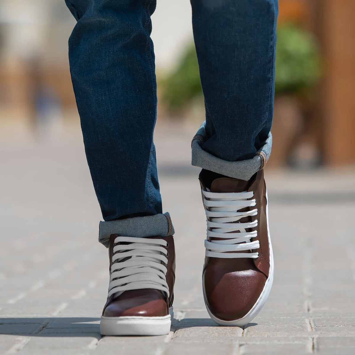 Maroon Full-Grain leather Sneakers - Goodyear welt-konstruktion og tåboks