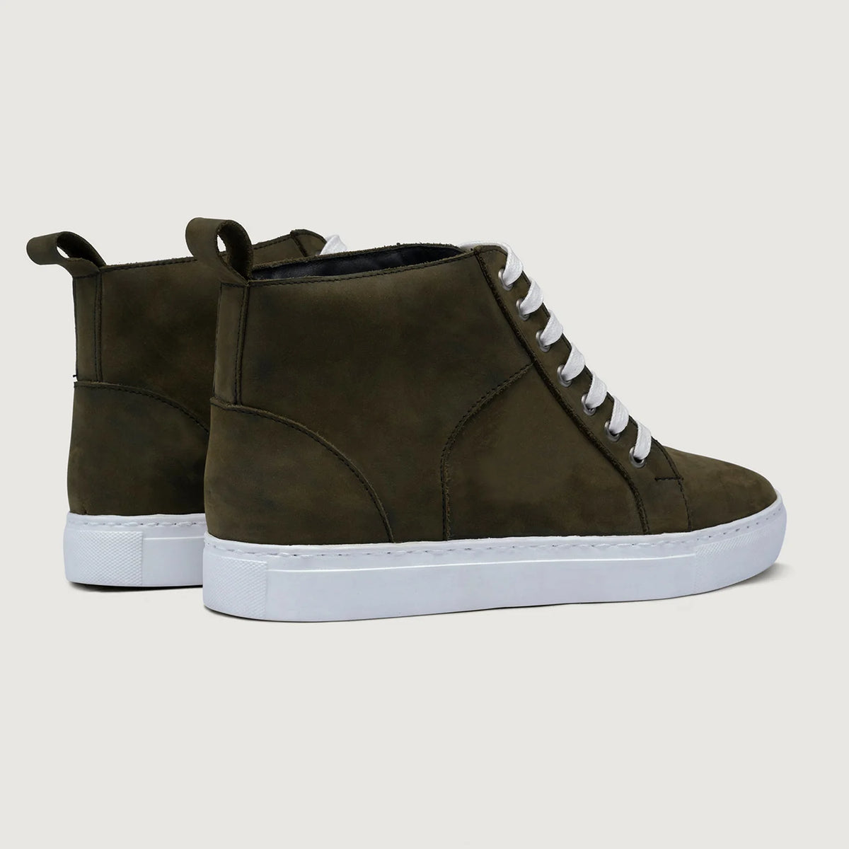 Marty High Top Olive Pullup Lædersneakers til Mænd For Men - Forstærket hælkappe og præcise dobbeltsyninger