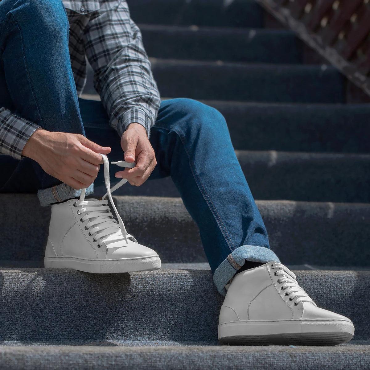 Orlaven Marty High Top White Lædersneakers til Mænd footwear image 10