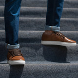 Murphy Low Top Tan Leather Sneakers - Reinforced Heel Counter & Precision Double-Row Stitching Detail