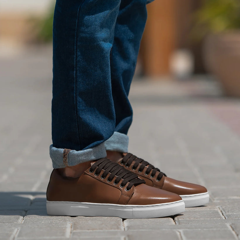 Murphy Low Top Lysebrun Lædersneakers til Mænd