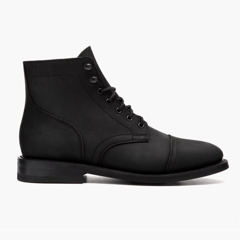 Captain Sort Matte Leather Boots til Mænd