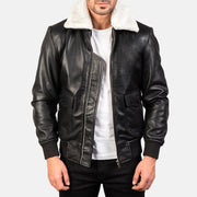 
Airin G-1 Black & White Leather Bomber Jacket in Black Sheepskin Leather - Forfra med skræddersyet silhuet | Køb online