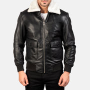 
Nærbillede of Shirt with Removable Fur & Zipper Hardware on Airin G-1 Black & White Leather Bomber Jacket