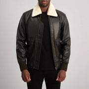 
Airin G-1 Brun & Cream Bomberjakke i Læder til Mænd in Brown Sheepskin Leather - Forfra med skræddersyet silhuet | Køb online