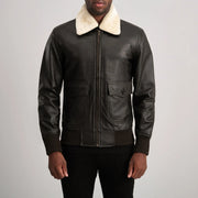 
Nærbillede of Shirt with Removable Fur & Zipper Hardware on Airin G-1 Brun & Cream Bomberjakke i Læder til Mænd