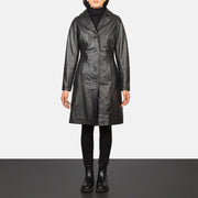 
Alexis Sort Single Breasted Læderfrakke til Damer in Black Cowhide Leather - Forfra med skræddersyet silhuet | Køb online