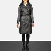 
Alice Black Double Breasted Leather Coat in Black Cowhide Leather - Forfra med skræddersyet silhuet | Køb online