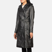 
Black Cowhide leather Coat - Bagfra med tilpassede skuldre og ren kant