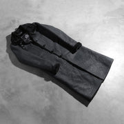 Open Hem &amp; Hem Craftsmanship Construction Detail on Women's Alina Shearling Sort Leather Coat til Kvinder